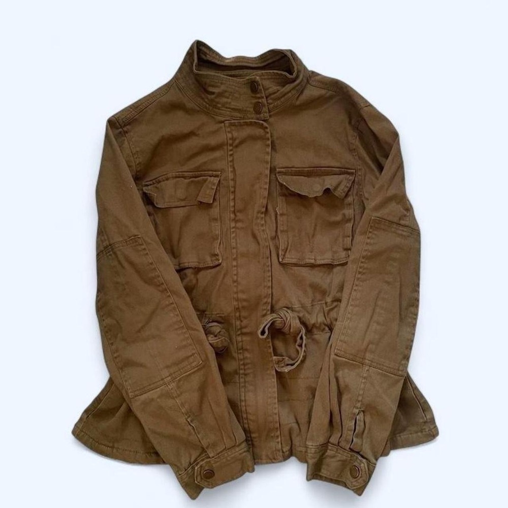 Khaki utility jacket with belt size L by 1‎ Sunset Lane